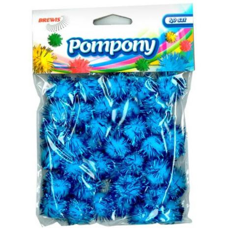 Pompony brokatowe Brewis 2cm Niebieskie, 40szt